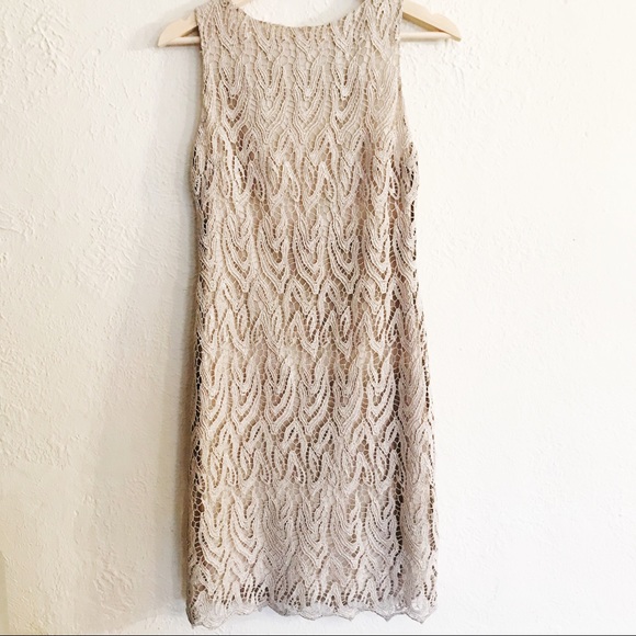 Alice + Olivia Grey Metallic Lace Sheath Dress - Picture 3 of 8